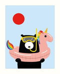 Bear With Floatie Birthday Card